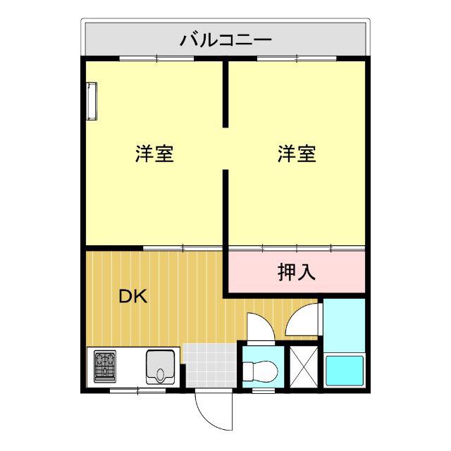 第一山内マンション(2DK/2階)の間取り写真