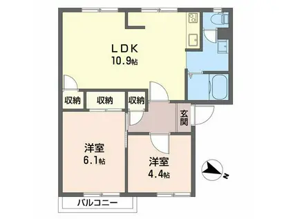 グランシャリオ日永西 A棟(2LDK/2階)の間取り写真