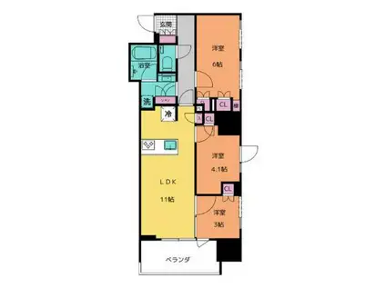 GRAN PASEO名古屋伏見(3LDK/5階)の間取り写真