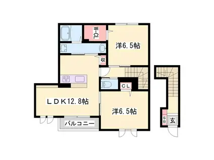 シャーメゾンいろはIII(2LDK/2階)の間取り写真
