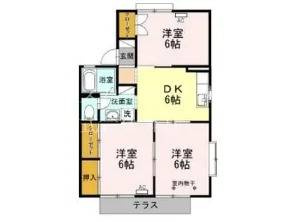 セジュールひだ(3DK/1階)の間取り写真