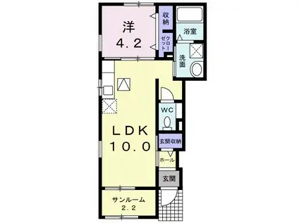 パルタージュ(1LDK/1階)の間取り写真