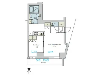 BRILLIA IST 池尻大橋(1LDK/2階)の間取り写真