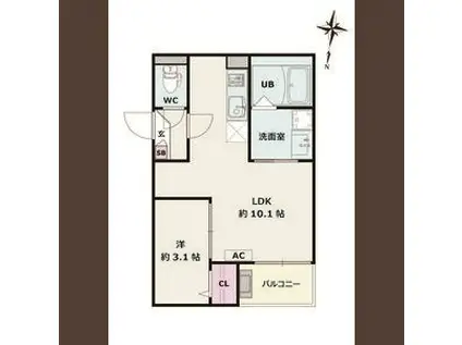 JACK MOTOHOSHIZAKII(1LDK/3階)の間取り写真