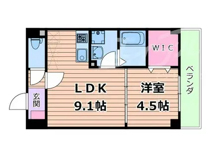 アルカンシェルコート緑橋(1LDK/1階)の間取り写真