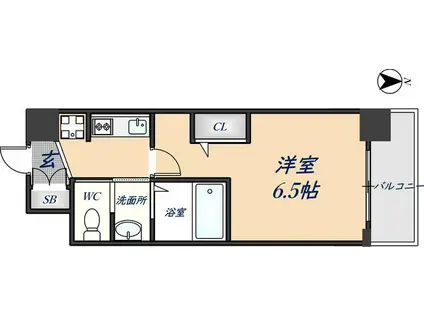 エステムコート難波Vブロード(1K/11階)の間取り写真