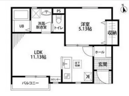 リーブルファイン丹羽(1LDK/1階)の間取り写真