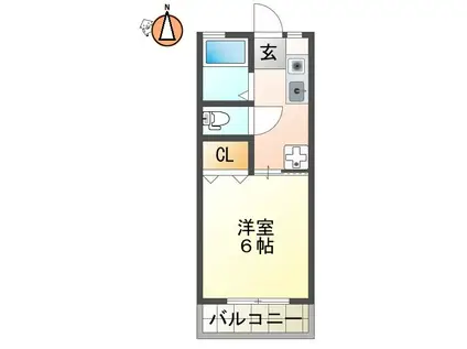 メディソン佐古(1K/3階)の間取り写真