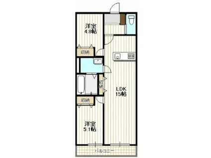 アマゾン・リリー(2LDK/1階)の間取り写真