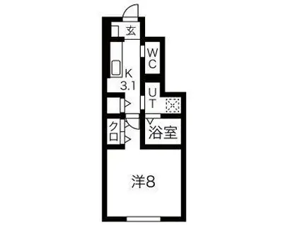 ブランシュノワール藤沢 A(1K/1階)の間取り写真