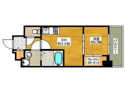 セレニテ江坂グランデ(1DK/14階)の間取り写真