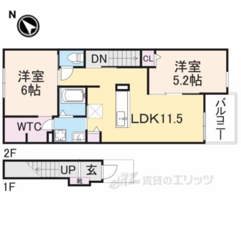 サクラ平Ⅱ(2LDK/2階)の間取り写真