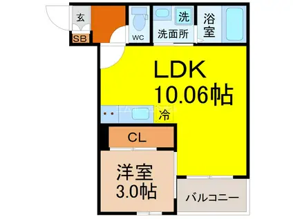 RATCLIFFE(1LDK/1階)の間取り写真