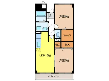 クリスタルガーデンII(2LDK/3階)の間取り写真