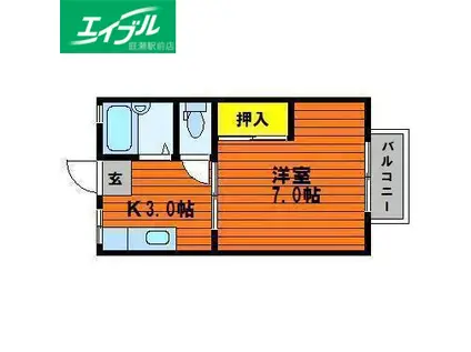 ホワイトウィング(1K/2階)の間取り写真