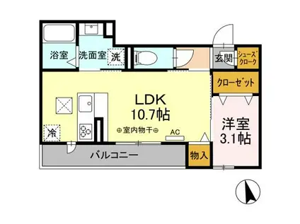 D-ROOM茜部本郷II(1LDK/1階)の間取り写真
