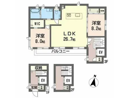 アルーア(2LDK/3階)の間取り写真