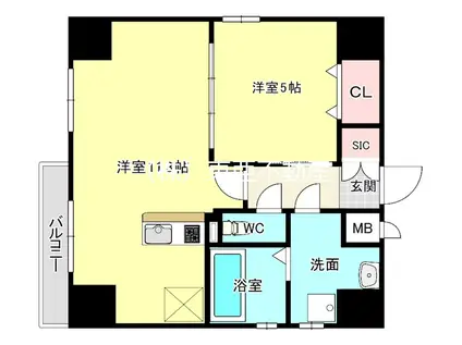 フォーエス紺屋今町(1LDK/6階)の間取り写真