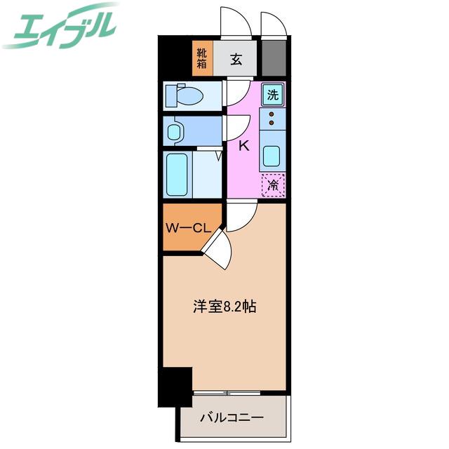 S-RESIDENCE四日市市堀木AMANTE(1K/4階)の間取り写真