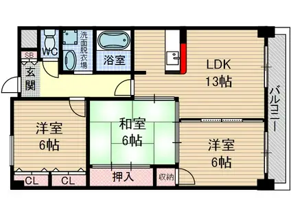 ヌーヴェレールⅢ(3LDK/1階)の間取り写真