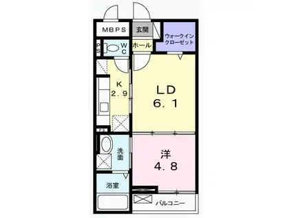 メゾン ソレイユII(1LDK/1階)の間取り写真