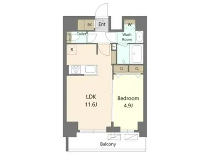 S-RESIDENCE新宿早稲田AVELIS(1LDK/5階)の間取り写真