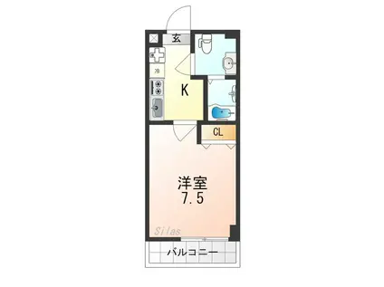 フラッティ円町北(1K/4階)の間取り写真