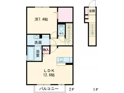 ルミエール(1LDK/2階)の間取り写真