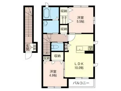 フェリス(2LDK/2階)の間取り写真