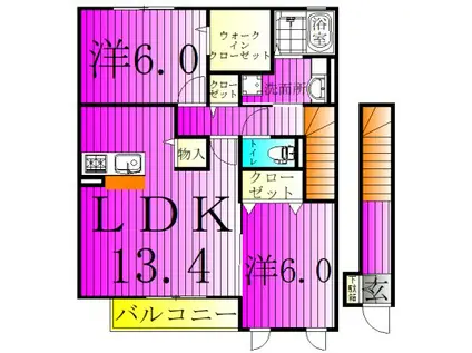 グレイスヒル(2LDK/2階)の間取り写真