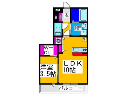 コートハウスアージュ(1LDK/2階)の間取り写真