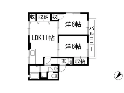 セジュール中山2(2LDK/1階)の間取り写真