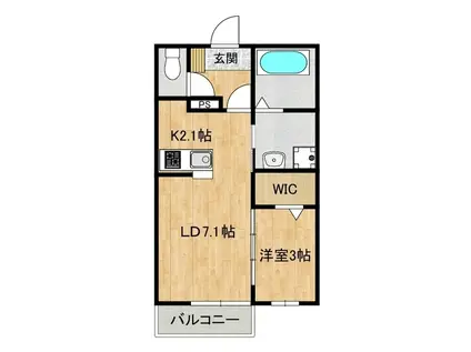 ＪＲ常磐線 牛久駅 徒歩14分 2階建 築2年(1LDK/2階)の間取り写真