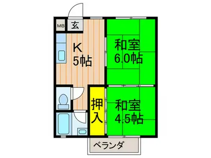 さくらマンション(2K/3階)の間取り写真