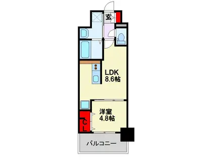 エスペランサ大橋II(1LDK/6階)の間取り写真