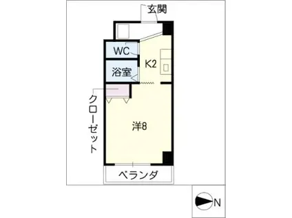 グランドールYHD(1K/9階)の間取り写真