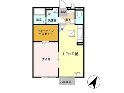 リビングタウン加古川西(1LDK/1階)の間取り写真