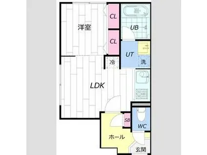 CARRERA本郷(1LDK/4階)の間取り写真