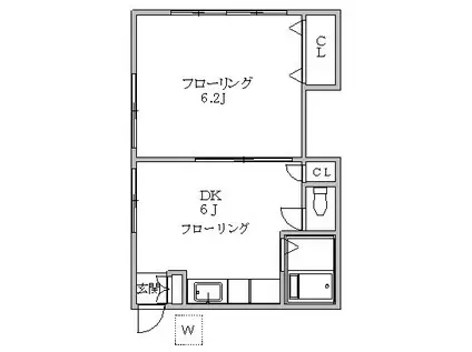 森荘(1DK/2階)の間取り写真