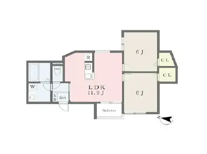 春とそよ風のフィオーレ S APT.玉津町(2LDK/1階)の間取り写真