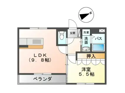 ベルソルト(1LDK/2階)の間取り写真