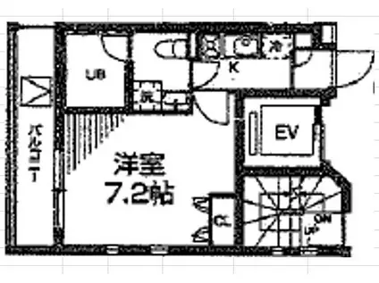 グランアセット自由が丘(1K/2階)の間取り写真
