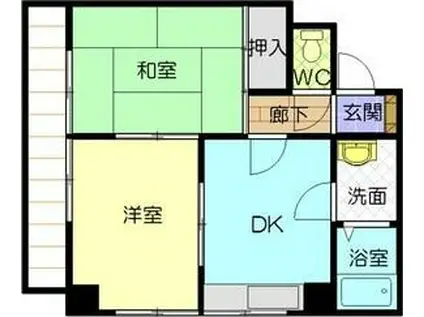 ユーハウス六番町(2DK/9階)の間取り写真