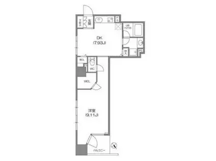 ルクレ新川レジデンス(1DK/12階)の間取り写真