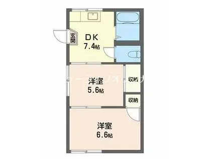 ハッピィハイツ(2K/1階)の間取り写真