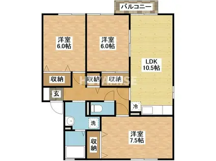 ウィルコーポ(3LDK/1階)の間取り写真