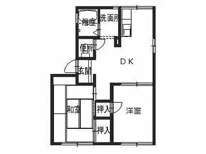 アーバンハウスC棟(2DK/1階)の間取り写真
