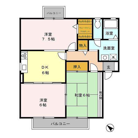 ファーストシティ君塚I(3DK/2階)の間取り写真