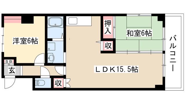 サンハイツ松井(2LDK/5階)の間取り写真