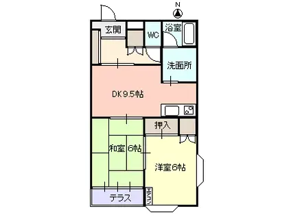 フェアリーフォート(2DK/1階)の間取り写真